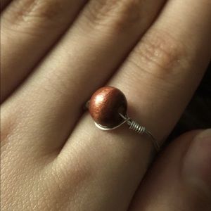 wire wrapped wooden bead ring